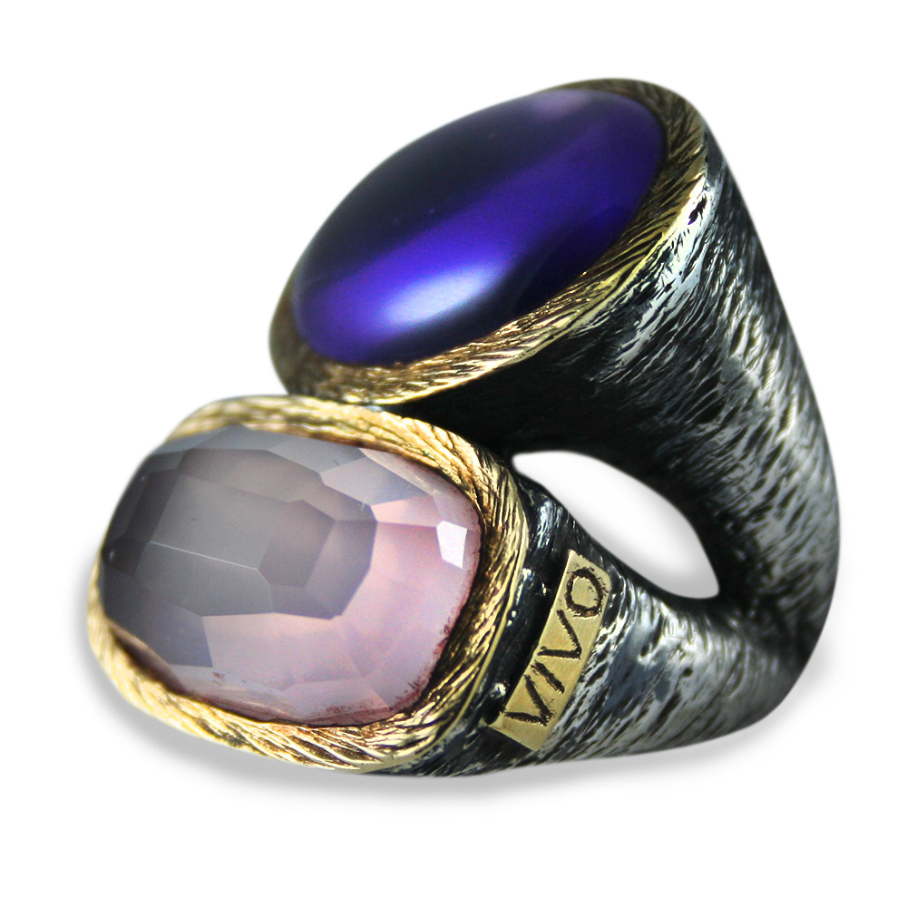 Anillo Piedras Moradas